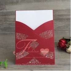 Cheap White Laser Cut Elegant Pocket Invitations